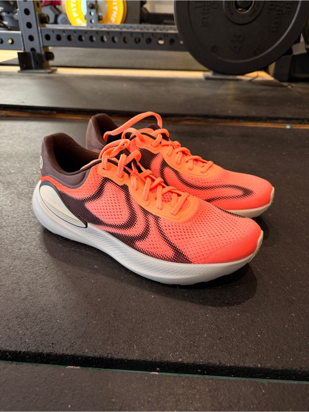 lululemon athletica Chargefeel Neon Orange and Black Athletic Running Shoes